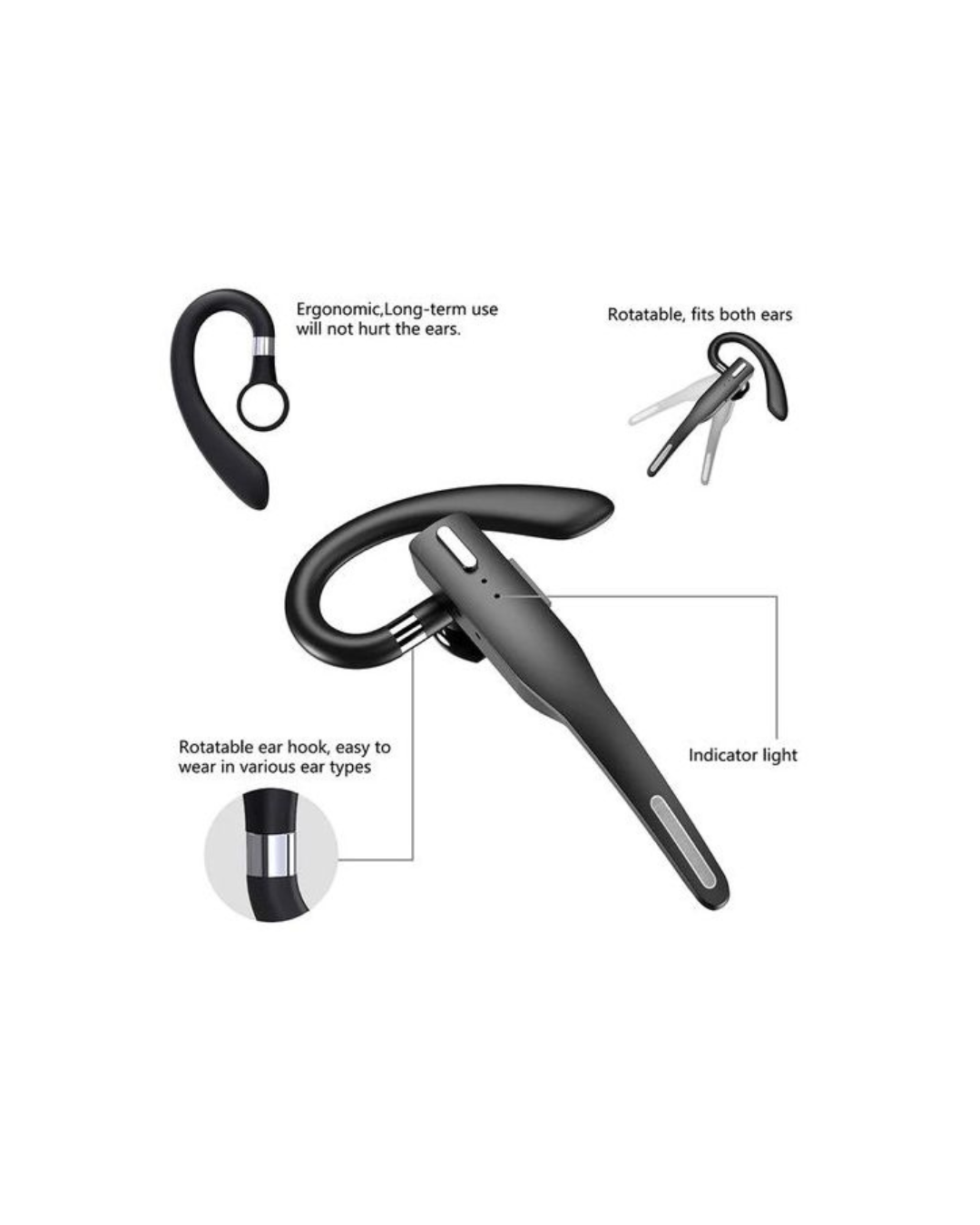 Kufje mbi vesh me mikrofon, Bluetooth 5.1, Grep veshi që rrotullohet 180°