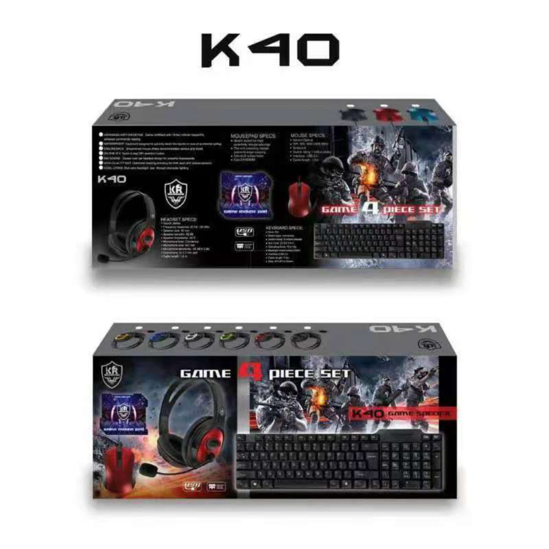 K40 Game Set me 4 pjesë - tastierë, kufje, maus dhe mousepad